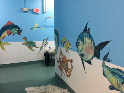 mural with fish chararacters