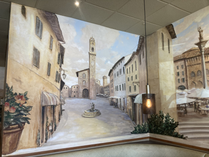 plaza mural in restaurant