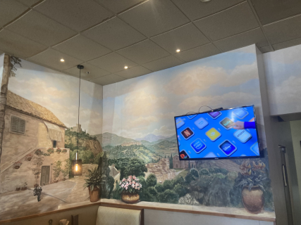 restaurant dining area mural
