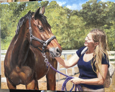 portrait of horse and owner